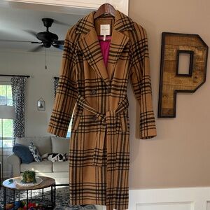 Avec Les Filles Tan Plaid Coat